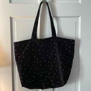💕 Beautiful gold embroidered black velvet Sezane tote bag NEW elegant fancy 💕